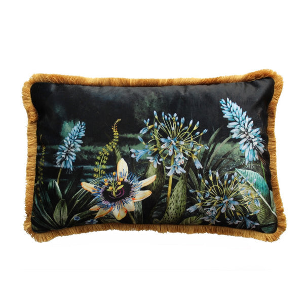 beau monde Avalana Madagascar Midnight Fringe Velvet Cushion