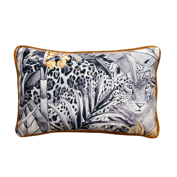 Beau Monde Avalana Mono Jaguar Piped Velvet Cushion