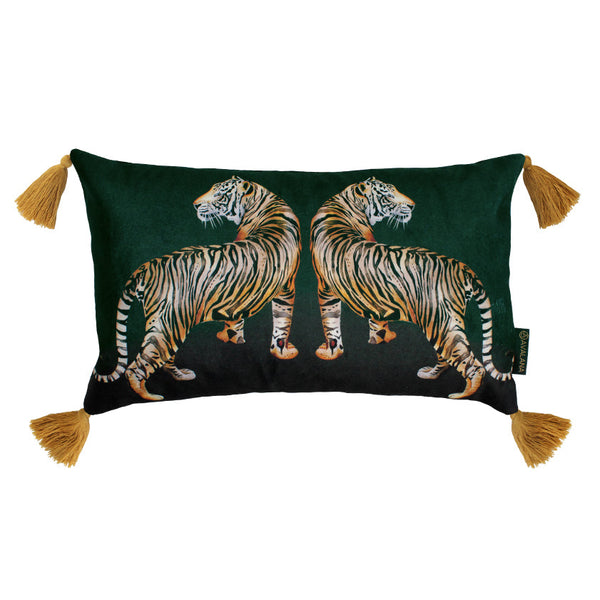 Beau Monde Avalana Tiger Tiger Tassel Velvet Cushion