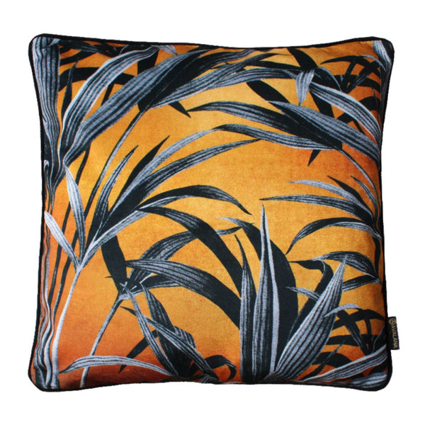 beau monde Avalana Wild Grasses Gold Piped Velvet Cushion