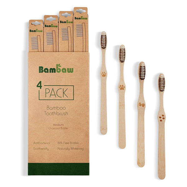 beau monde Bambaw Bamboo Toothbrushes 4-pack Medium