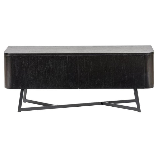 beau monde Beau&Co Anker Black Ash Veneer and Black Metal 2 Door Low Unit