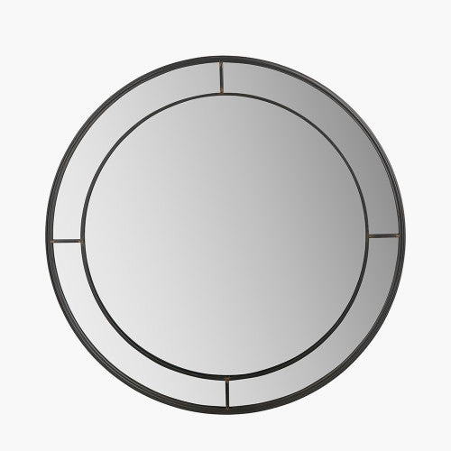 Beau Monde Beau&Co Antique Bronze Metal Round Wall Mirror Large