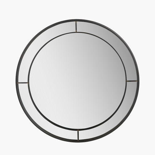 beau monde Beau&Co Antique Bronze Metal Round Wall Mirror