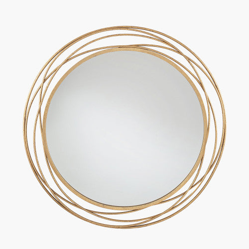 Beau Monde Beau&Co Antique Gold Metal Swirl Round Wall Mirror
