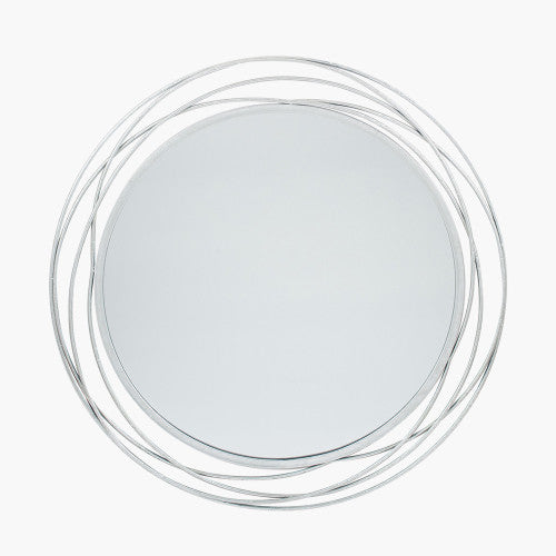 beau monde Beau&Co Antique Silver Metal Swirl Round Wall Mirror
