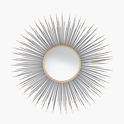 beau monde Beau&Co Black and Gold Metal Starburst Design Round Wall Mirror