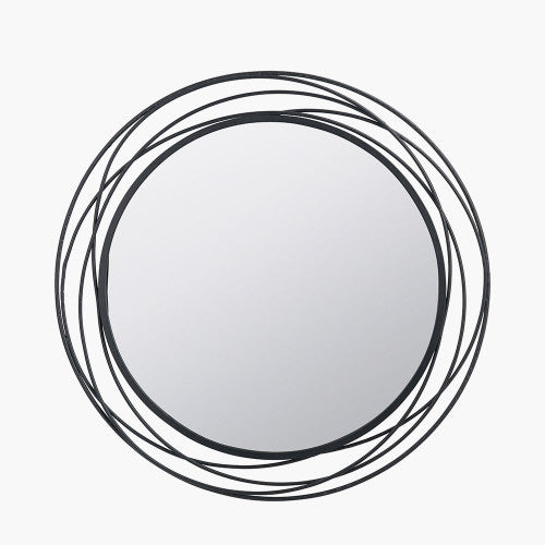 Beau Monde Beau&Co Black Metal Swirl Round Wall Mirror