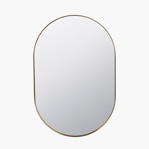 beau monde Beau&Co Brushed Gold Metal Slim Frame Oval Wall Mirror