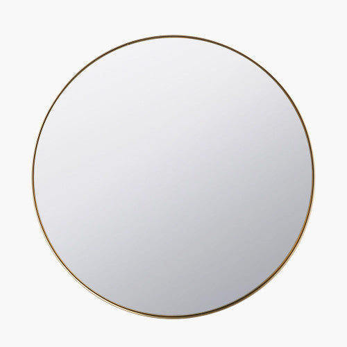 Beau Monde Beau&Co Brushed Gold Metal Slim Frame Round Wall Mirror Medium