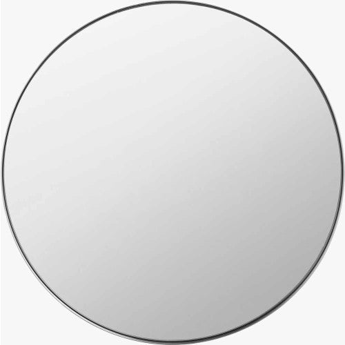 beau monde Beau&Co Brushed Silver Metal Slim Frame Round Wall Mirror Small