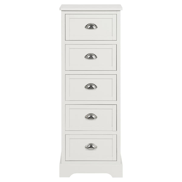 Beau Monde Beau&Co Croft Linen Pine Wood 5 Drawer Tall Unit