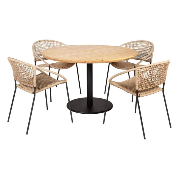 beau monde Beau&Co Dakota Natural Wheat Outdoor 4 Seater Dining Set