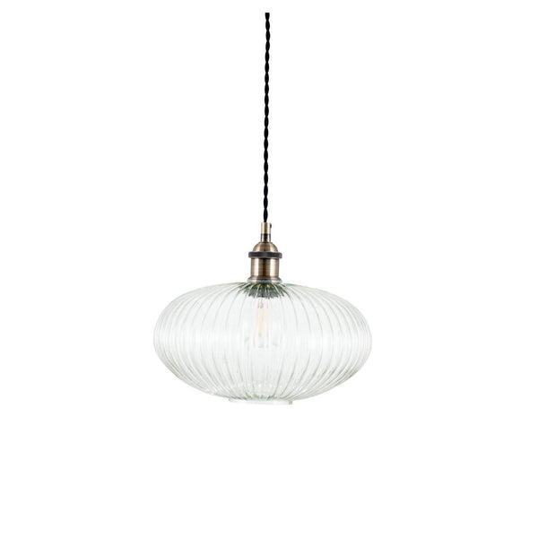 Beau Monde Beau&Co Elin Clear Ribbed Glass Oval Pendant