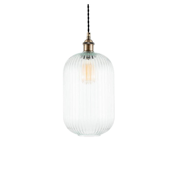 beau monde Beau&Co Elin Clear Ribbed Glass Tall Pendant
