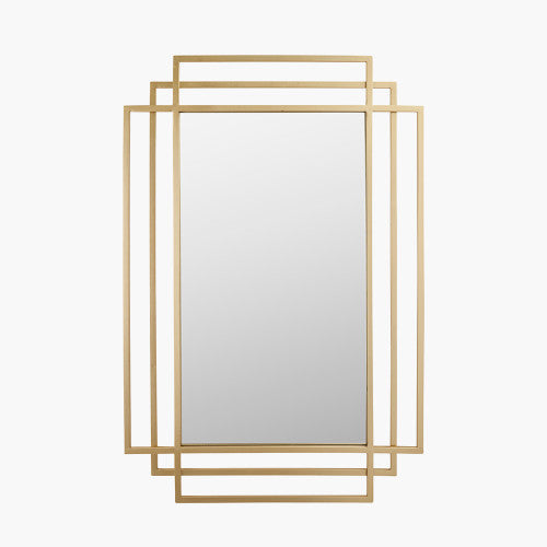 beau monde Beau&Co Gold Metal Art Deco Rectangular Wall Mirror