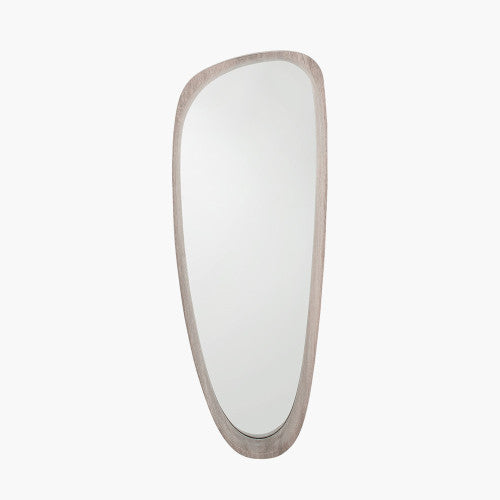 Beau Monde Beau&Co Grey Oak Wood Veneer Teardrop Shaped Wall Mirror