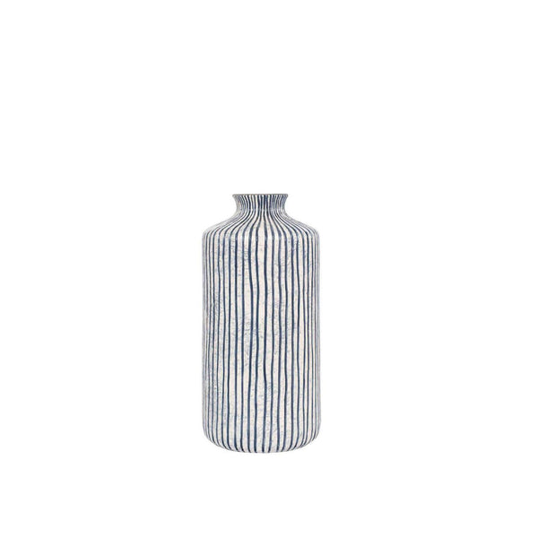 Beau Monde Beau&Co Jannik Blue And White Stoneware Stripe Design Vase