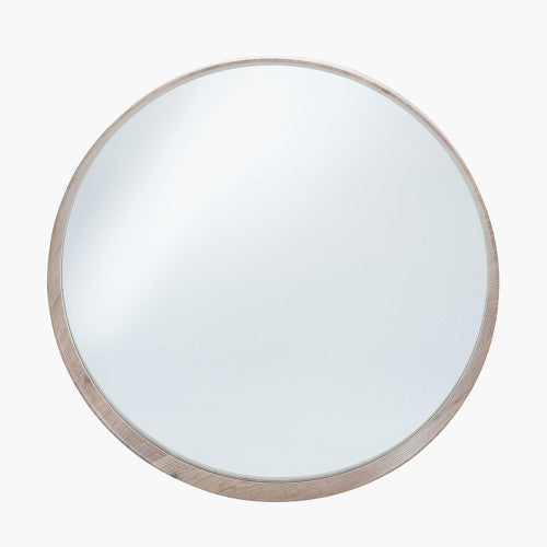 Beau Monde Beau&Co Natural Wood Veneer Deep Edge Round Wall Mirror Large