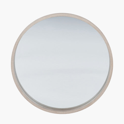 Beau Monde Beau&Co Natural Wood Veneer Slim Frame Round Wall Mirror