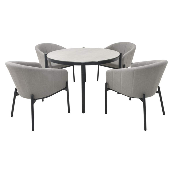 beau monde Beau&Co Nevada Putty Outdoor 4 Seater Round Dining Set