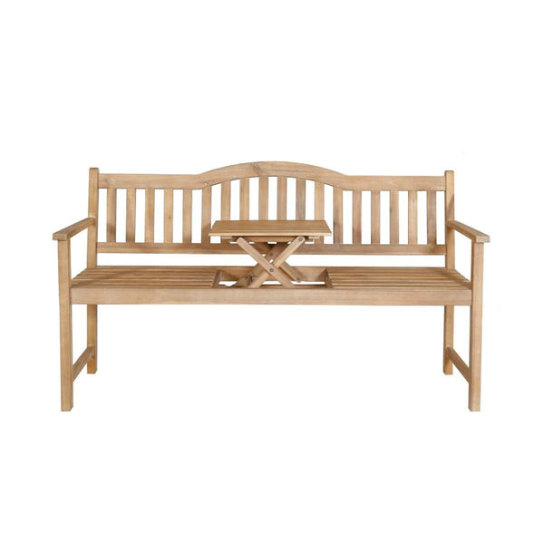 Beau Monde Beau&Co Richmond Light Teak Outdoor Bench With Pop Up Table