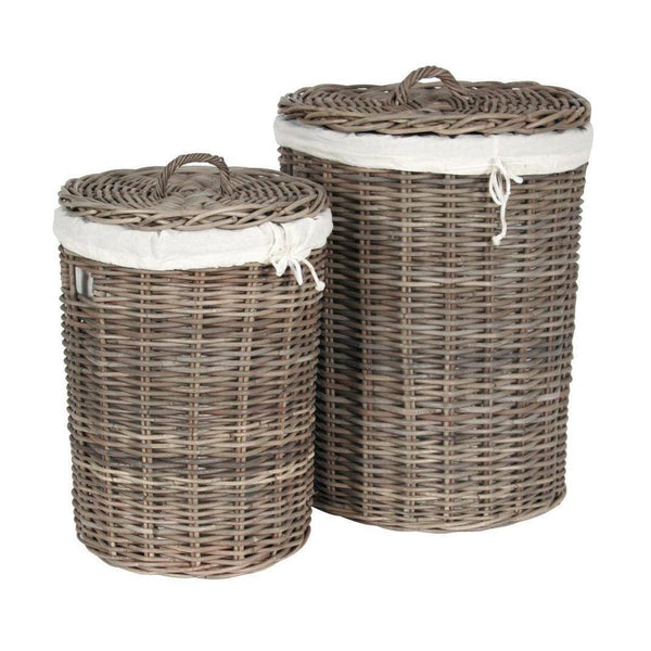 beau monde Beau&Co S/2 Grey Kubu Round Linen Baskets