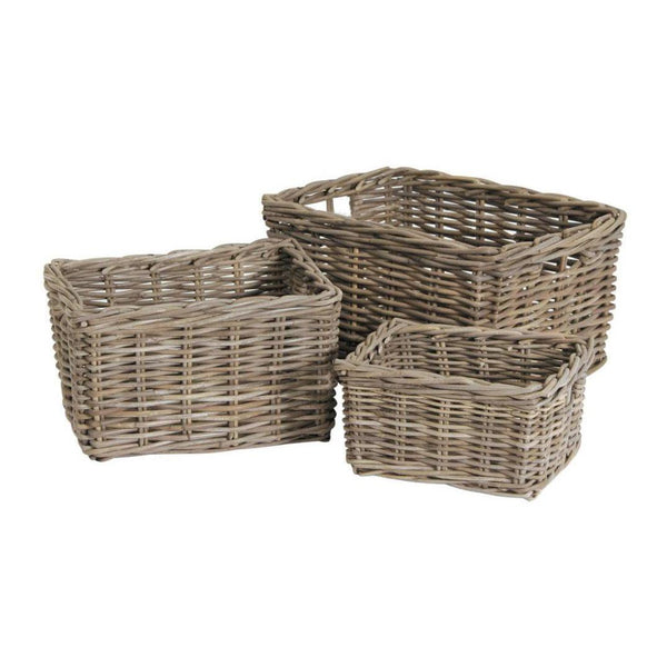 Beau Monde Beau&Co S/3 Grey Kubu Rectangular Basket Storage