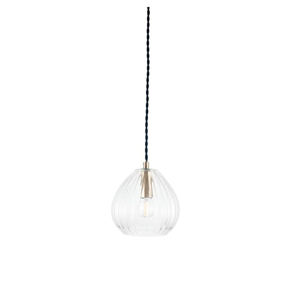 beau monde Beau&Co Saga Clear Ribbed Glass Teardrop Pendant