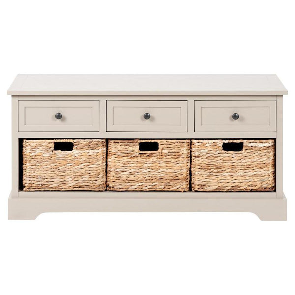 Beau Monde Beau&Co Sivert Putty Pine Wood 3 Drawer 3 Basket Unit