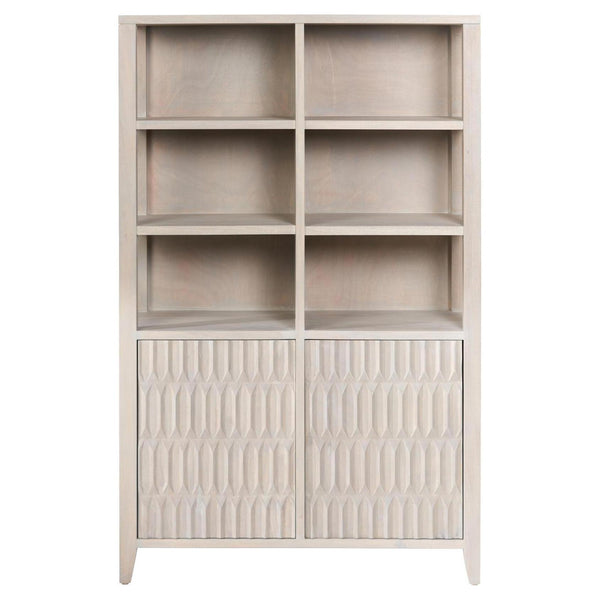 beau monde Beau&Co Stig Light Grey Mango Wood 2 Door 6 Nook Shelf Unit