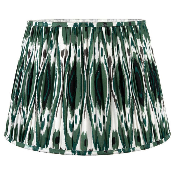 Beau Monde Beau&Co Sunniva Racing Green Ikat Patterned Mushroom Pleat Tapered Lampshade