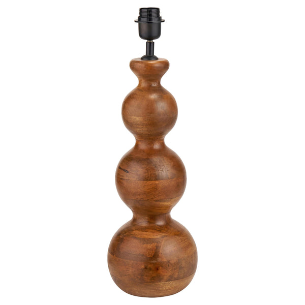 Beau Monde Beau&Co Tove Brown Oiled Finish Mango Wood 3 Ball Design Table Lamp Base