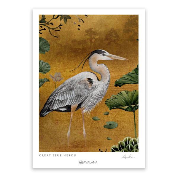 beau monde Avalana Gold Standing Heron Art Print