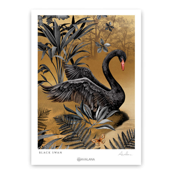 beau monde Avalana Golden Nesting Swan Art Print