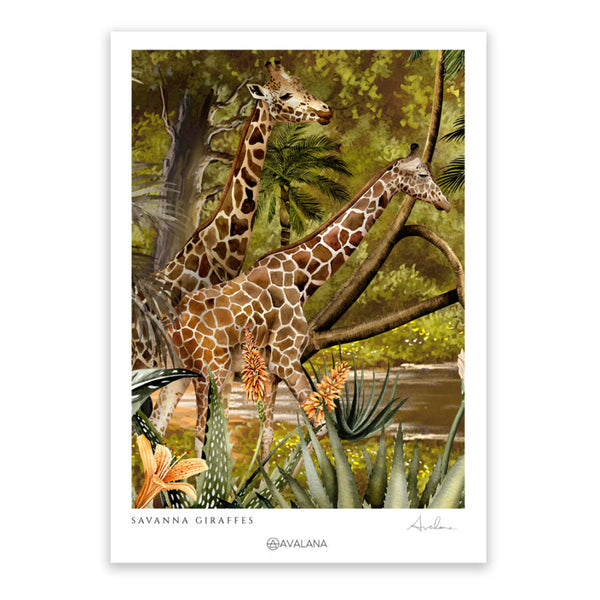 beau monde Avalana Savanna Giraffes Art Print