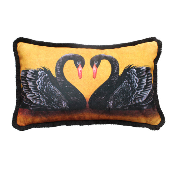 beau monde Avalana Swan Lovers Fringe Cushion