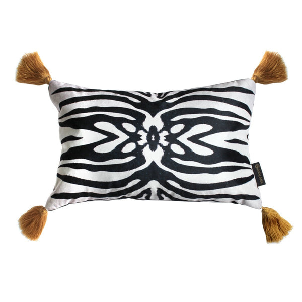 beau monde Avalana Zebra Tassel Velvet Cushion