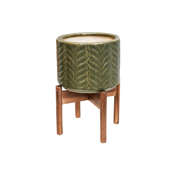 beau monde Ivyline Aspen Chevron Olive Planter