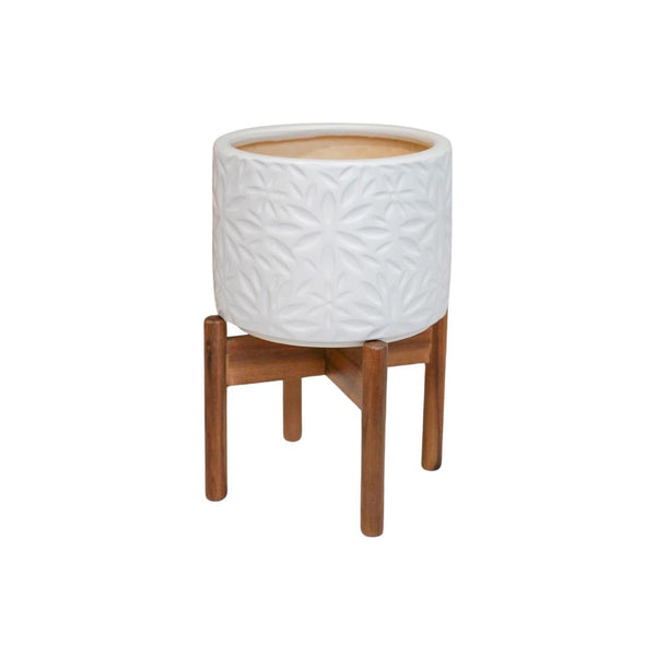 Beau Monde Ivyline Aspen Flower White Planter