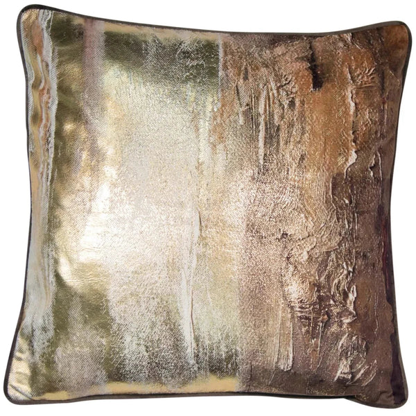 Beau Monde Malini Earth Abstract Cushion In Gold