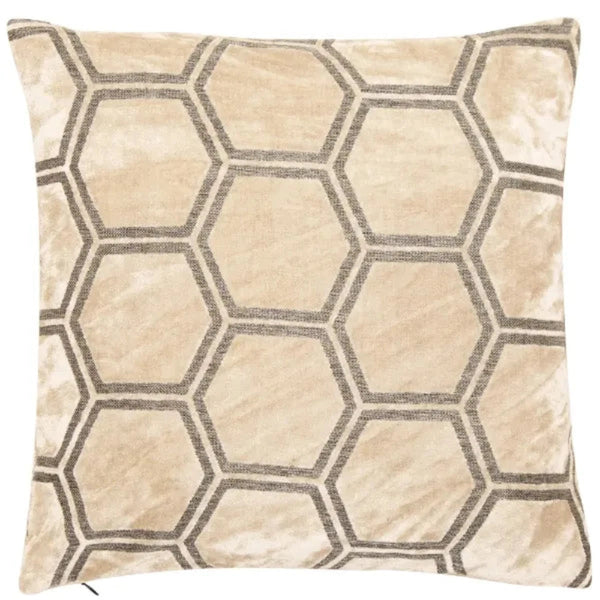 Beau Monde Malini Ivor Hexagon Cushion In Taupe