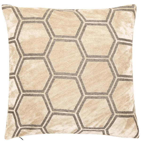 Beau Monde Malini Ivor Hexagon Cushion In Taupe