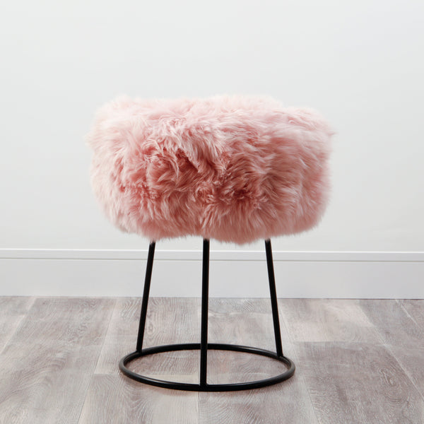 Beau Monde Native Home Metal Sheepskin Stool