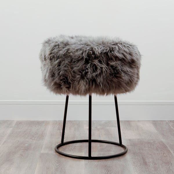 Beau Monde Native Home Metal Sheepskin Stool