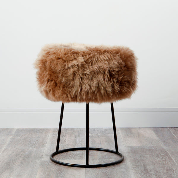 Beau Monde Native Home Metal Sheepskin Stool