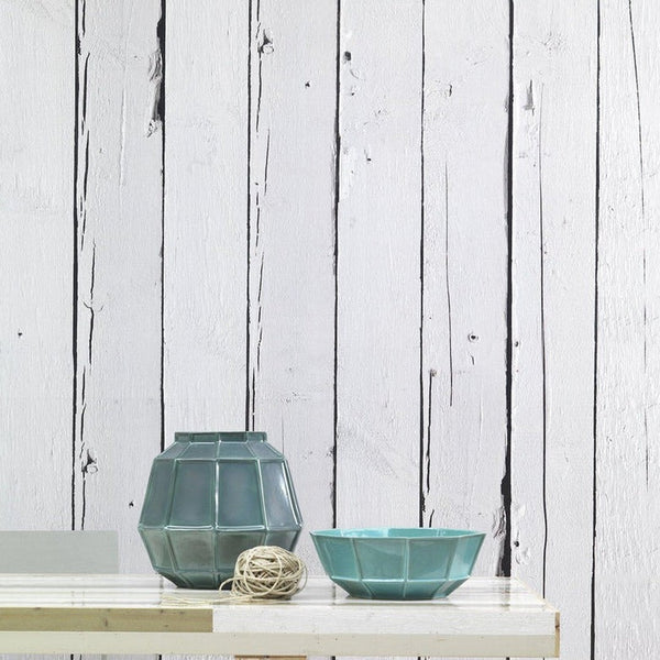 Beau Monde NLXL White Beams Scrapwood Wallpaper