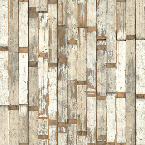 Beau Monde NLXL White Scrapwood Wallpaper