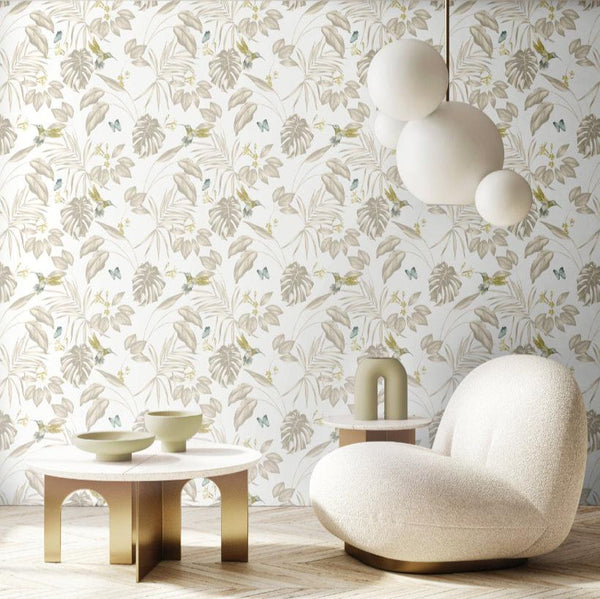 Beau Monde Ohpopsi Hummingbird Wallpaper - Pearl