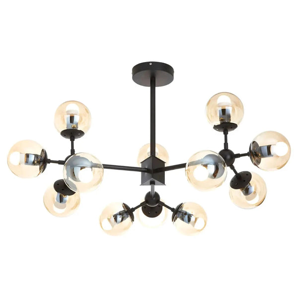 beau monde Beaumonde Home Abiah Matte Black 12 Arm Pendant Light